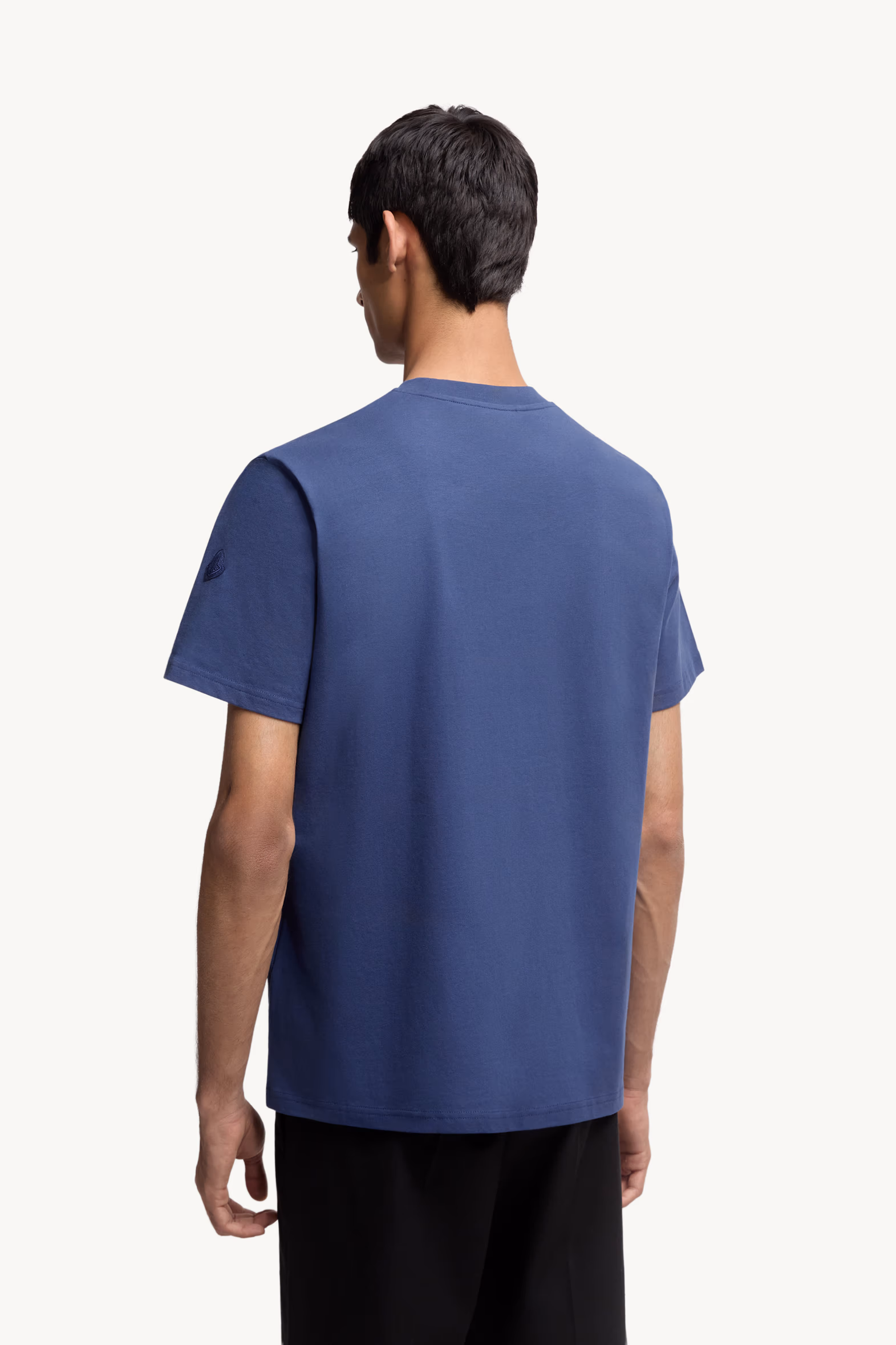 Logo Cotton T-Shirt Men Dark Blue Moncler 5